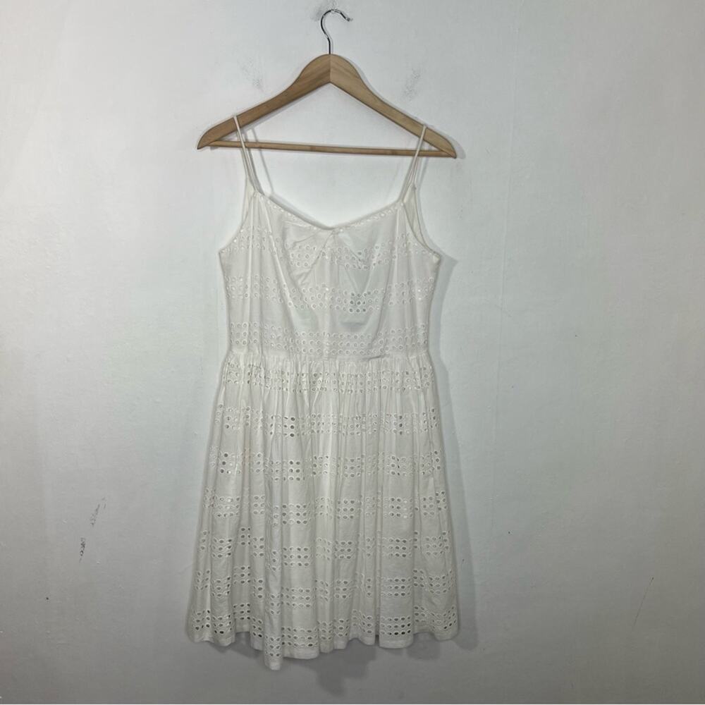 J. Crew White Eyelet Spaghetti Strap Classic Dress Size 6 NWT